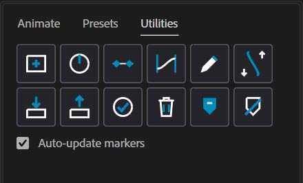 Utilities tab — housekeeping buttons and auto-update markers checkbox